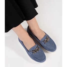 Goodin Leather blue loafers with a chain on the platform 1 Goodin Leather blue loafers with a chain on the platform 1