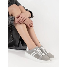 Goodin Gray openwork sneakers made of natural leather grey 3