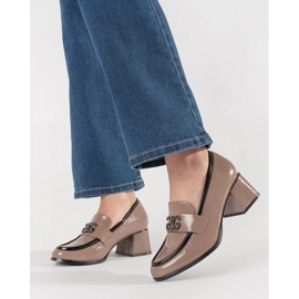 Taupe high heels with an ornament beige 1