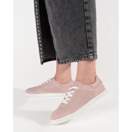 Goodin Light pink openwork sneakers made of natural leather 1