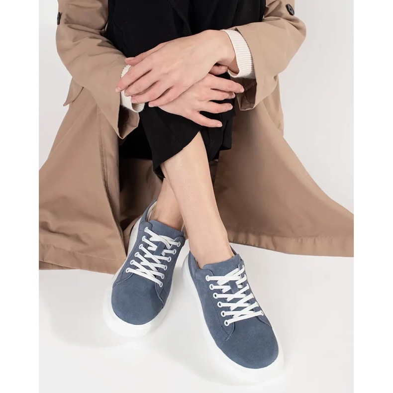 Goodin Blue leather sneakers on a thick sole 1 Goodin Blue leather sneakers on a thick sole 1