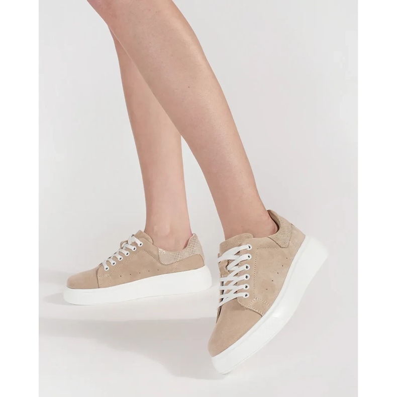 Goodin Beige leather sneakers on a thick sole 2 Goodin Beige leather sneakers on a thick sole 2