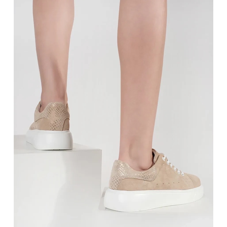 Goodin Beige leather sneakers on a thick sole 1 Goodin Beige leather sneakers on a thick sole 1