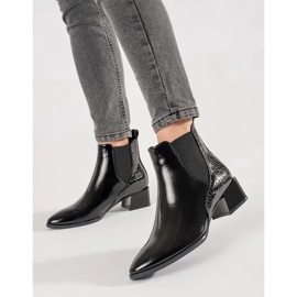 Black women's Jodhpur boots with an almond toe 1