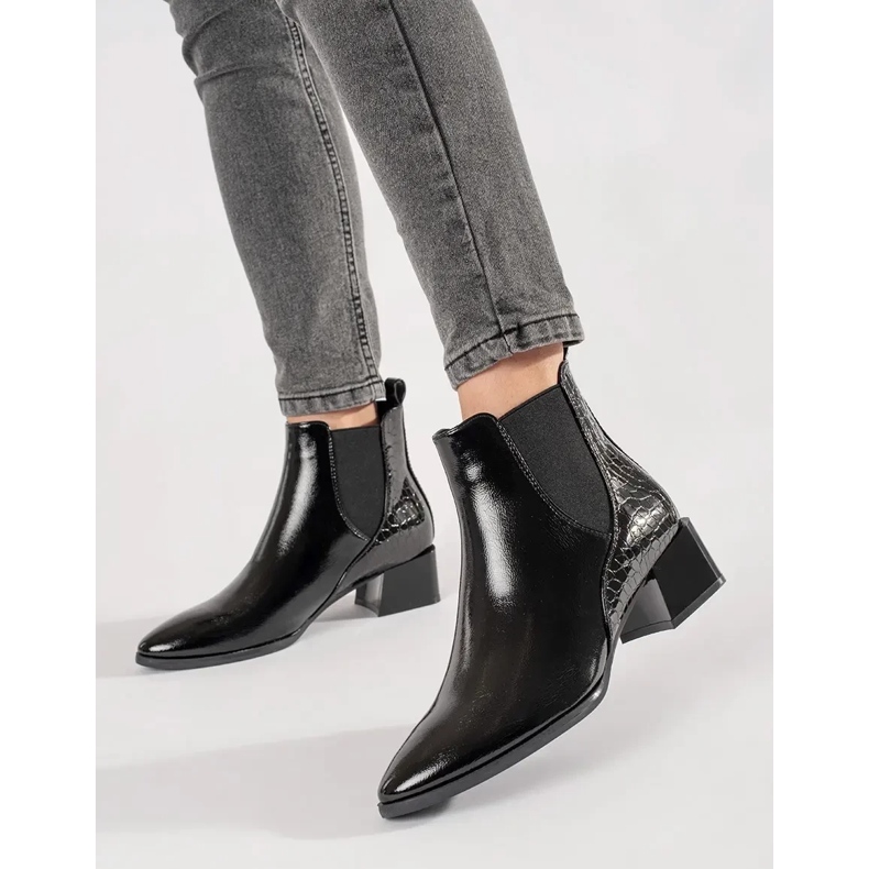 Black women's Jodhpur boots with an almond toe 1