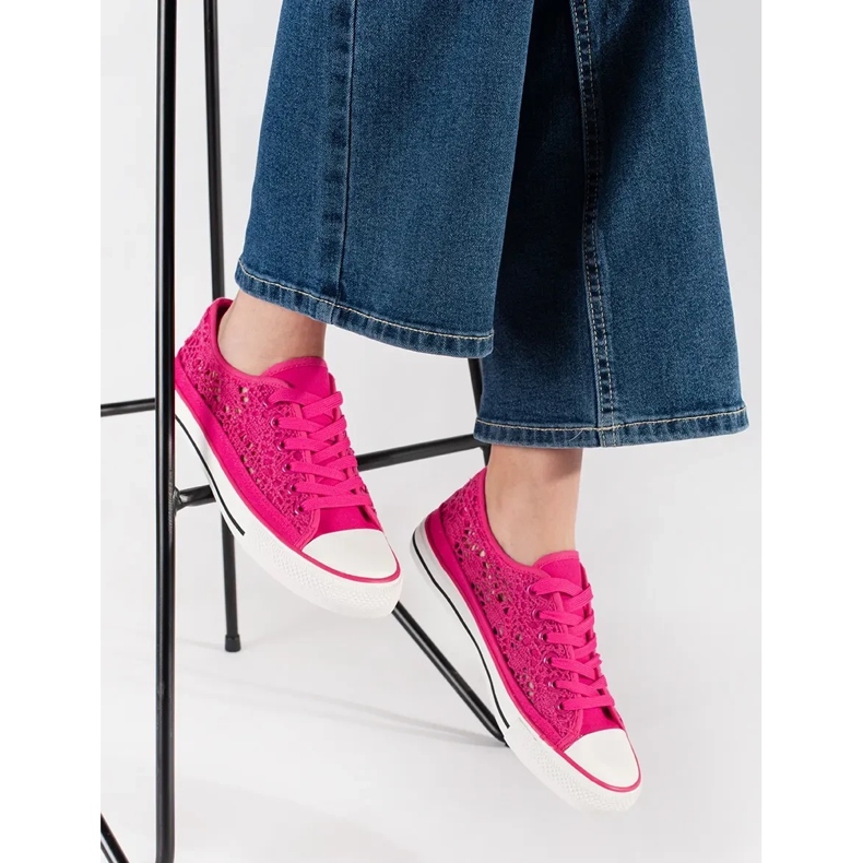 Pink openwork tied sneakers 1 Pink openwork tied sneakers 1