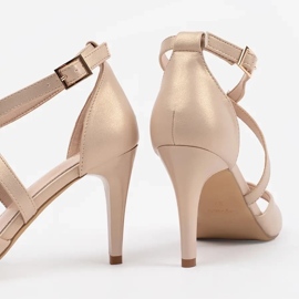 Women's sandals on Sergio Leone pearl heels beige 2 Women's sandals on Sergio Leone pearl heels beige 2