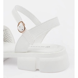 Goodin White openwork women's sandals on the platform with an ornament 1