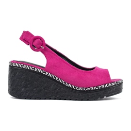 Goodin Women's sandals on the wedges fuchsia pink 2