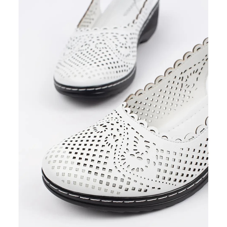 Goodin White wedge sandals with an open heel 1