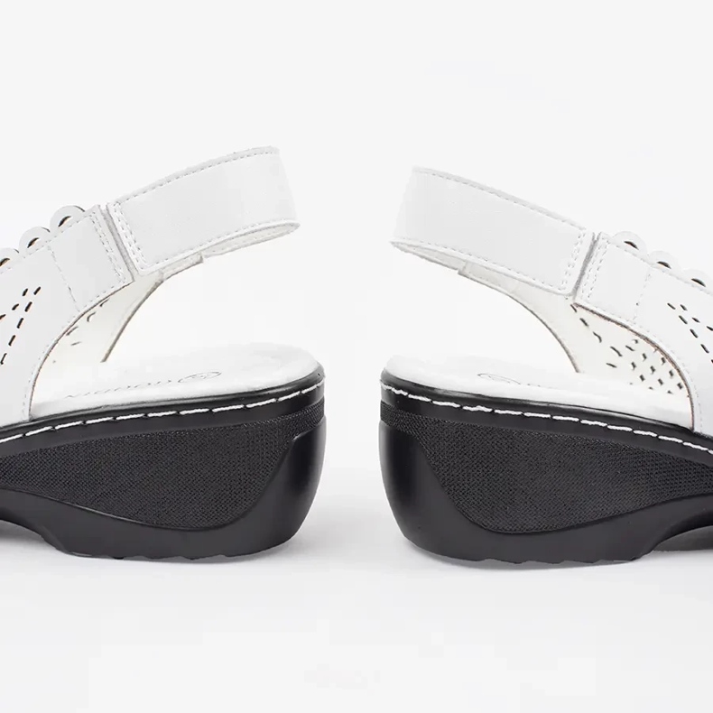 Goodin White wedge sandals with an open heel 2