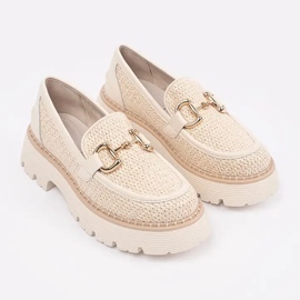 Goodin Beige loafers on the platform with a golden chain 1 Goodin Beige loafers on the platform with a golden chain 1
