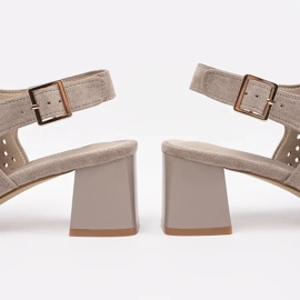 Goodin Beige openwork suede high heels sandals 1 Goodin Beige openwork suede high heels sandals 1