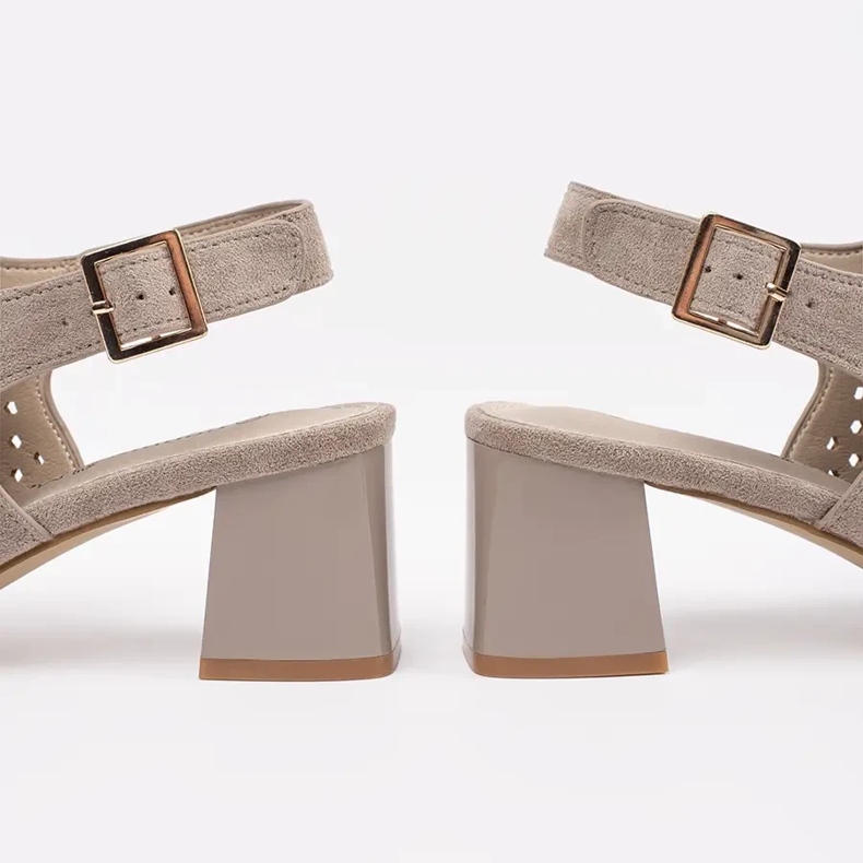 Goodin Beige openwork suede high heels sandals 1 Goodin Beige openwork suede high heels sandals 1