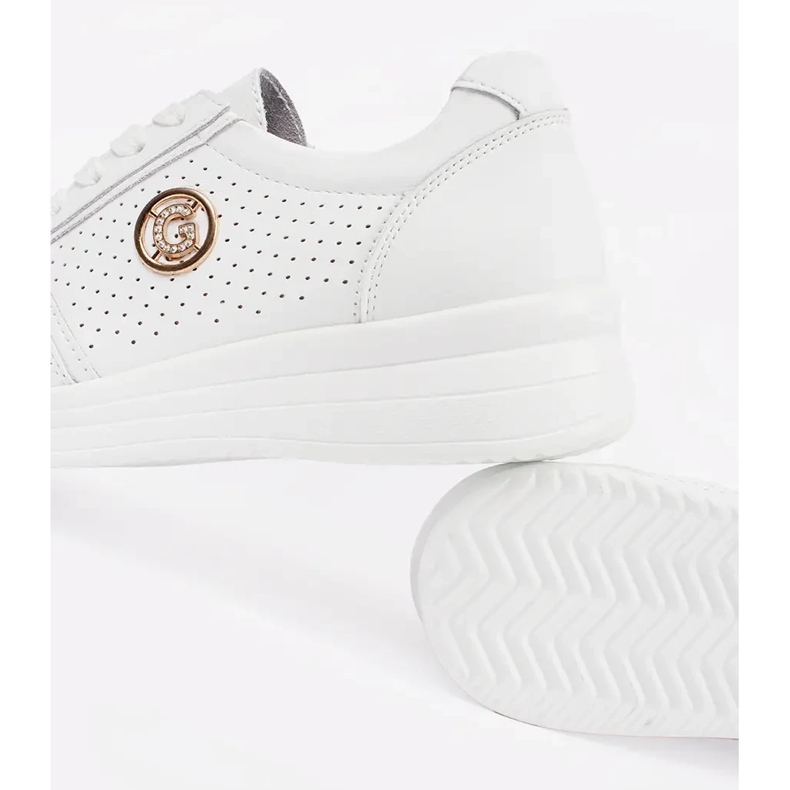 Goodin White openwork sneakers with natural leather with an ornament 2