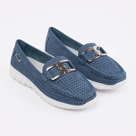 Goodin Openwork blue loafers with a decorative chain 2