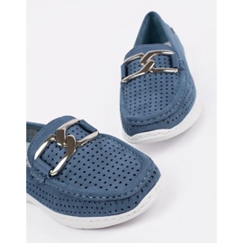 Goodin Openwork blue loafers with a decorative chain 5