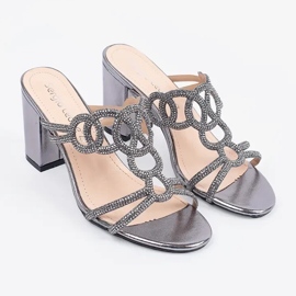 Silver high heels Sergio Leone with zircons 2