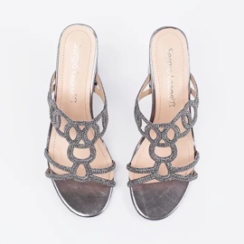Silver high heels Sergio Leone with zircons 3