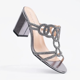 Silver high heels Sergio Leone with zircons 5