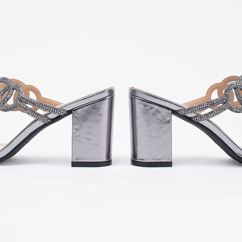 Silver high heels Sergio Leone with zircons 1 Silver high heels Sergio Leone with zircons 1