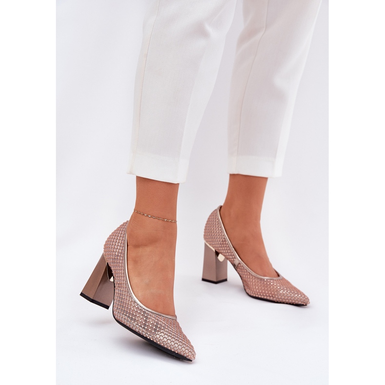 Vinceza Decorated mesh pumps on the Vincez 62211 beige post 2