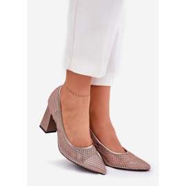 Vinceza Decorated mesh pumps on the Vincez 62211 beige post 1