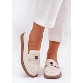 Elegant women's loafers with a decorative small detail of Vinceza 62208 beige 2