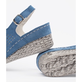 Goodin Blue suede openwork sandals on wedge 1 Goodin Blue suede openwork sandals on wedge 1