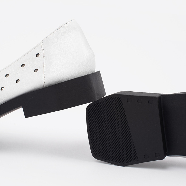 Goodin White women's shoes with holes and a bow 2