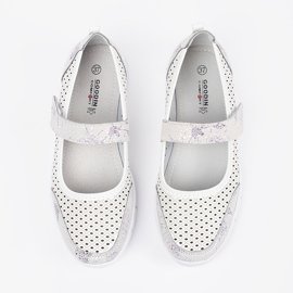 Goodin White openwork leather sports ballerinas 2