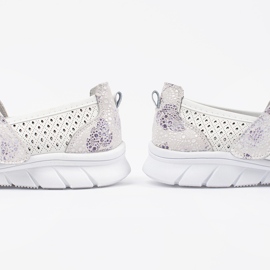 Goodin White openwork leather sports ballerinas 1