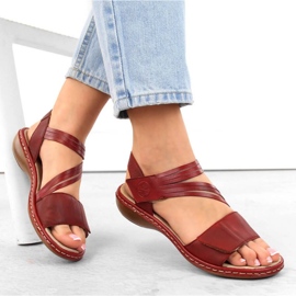 Comfortable leather sandals Rieker W RKR685 red 2