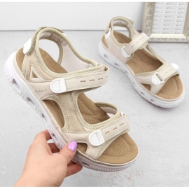 Comfortable Velcro sandals Rieker W RKR691 beige 2