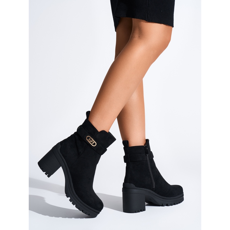 Black women's ankle boots with a heel 1