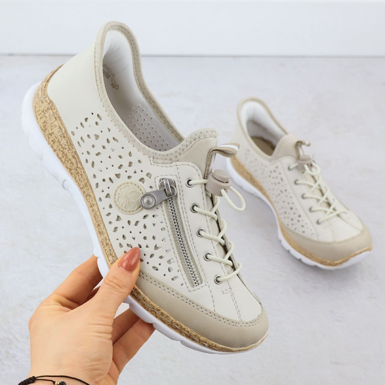 Women's shoes inserted comfortable beige rieker n42v3-60 1