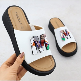 Women's white slippers Vinceza 66623 1