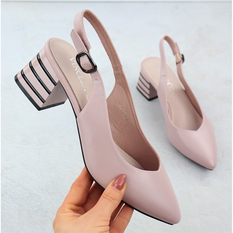 Women's pumps on a decorative heel pink Vinceza 62217 1 Women's pumps on a decorative heel pink Vinceza 62217 1