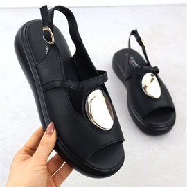 S.Barski Women's leather sandals on Platforma Czarne S. Barski GR51-603 black 1