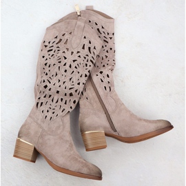 Openwork boots with suede dark beige vinceza 58453 1 Openwork boots with suede dark beige vinceza 58453 1