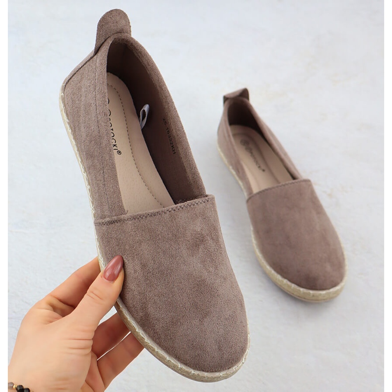 Women's espadrilles slipped suede khaki potocki py16332 green 1