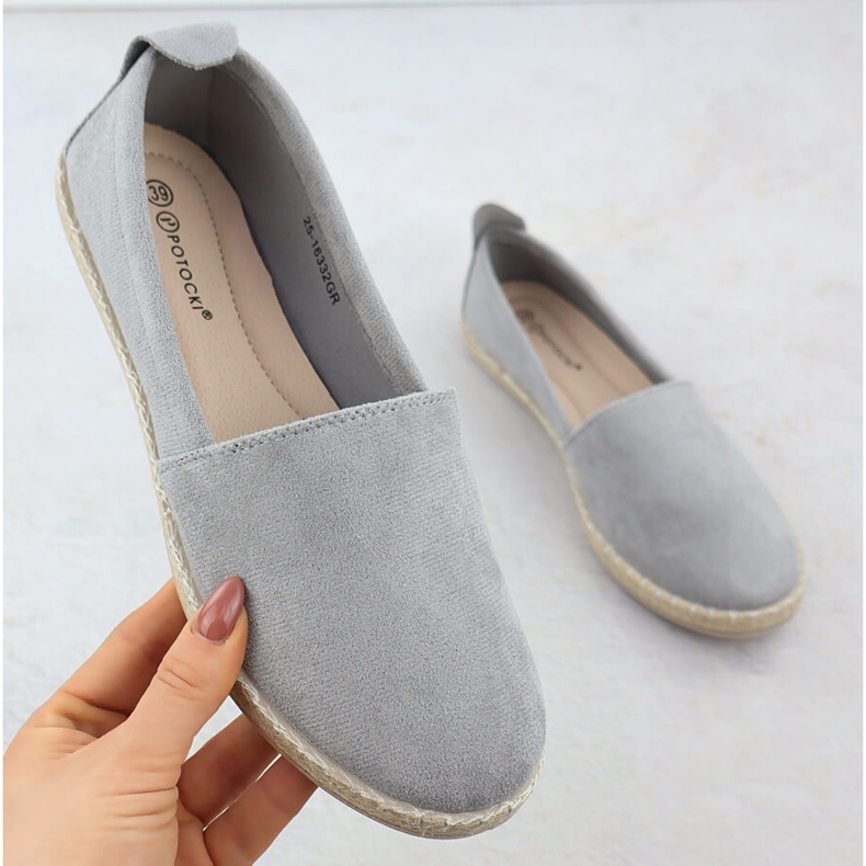 Espadrilles Women's sliding suede gray potocki py16332 grey 1