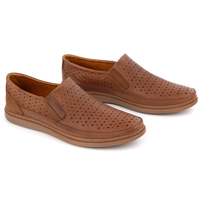 Polbut Openwork leather shoes 2107l camel brown 2