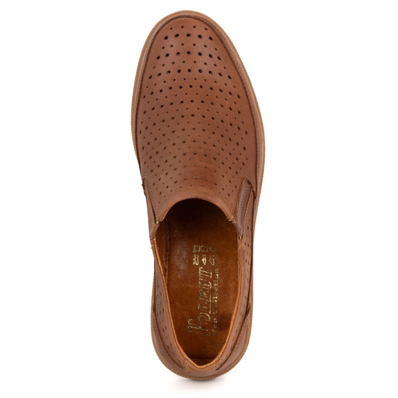 Polbut Openwork leather shoes 2107l camel brown 5