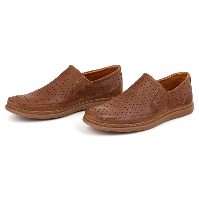 Polbut Openwork leather shoes 2107l camel brown 6