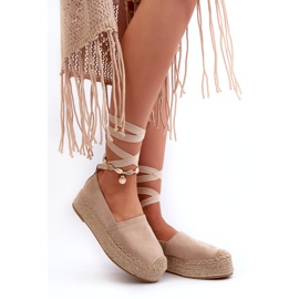 Bellucci Women's Espadrilles Tied On A Platform With Braid Beige Tailesse 1