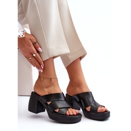 Zazoo 40373 Leather Flip-Flops with a Block, Black 1