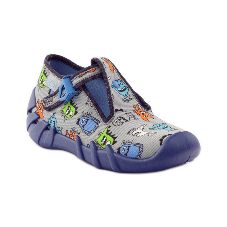 Slippers boys creatures Befado 110p308 grey blue 1