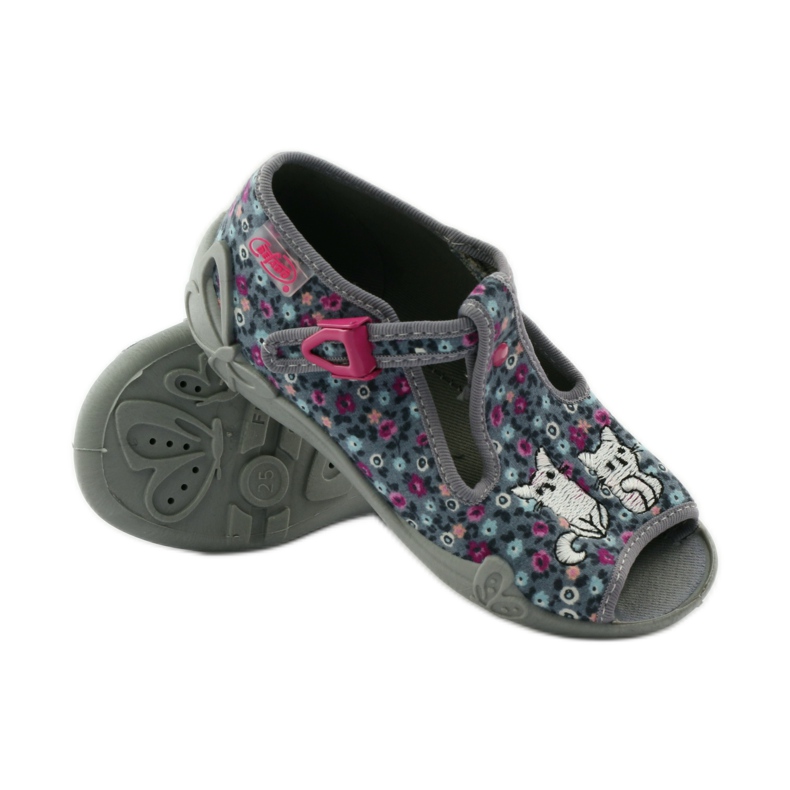 Slippers two cats Befado 213p099 gray pink grey 4