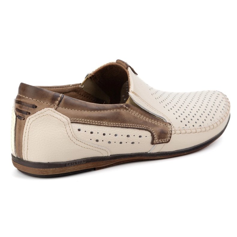 Olivier Men's moccasins with openwork leather 0525 cream beige 1
